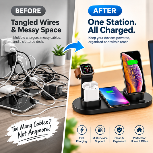 100W 4-in-1 Wireless Charger Dock — iPhone 16–12, Apple Watch, AirPods Pro 2/1, Fast Charging Station