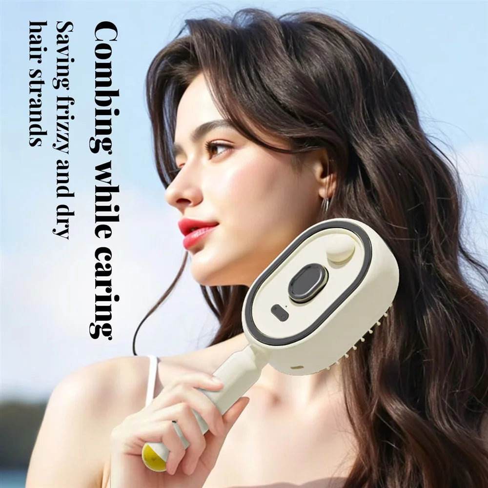 Micro-Mist Self-Cleaning Hair Brush | Electric Steam Spray Comb with Red Light Scalp Therapy