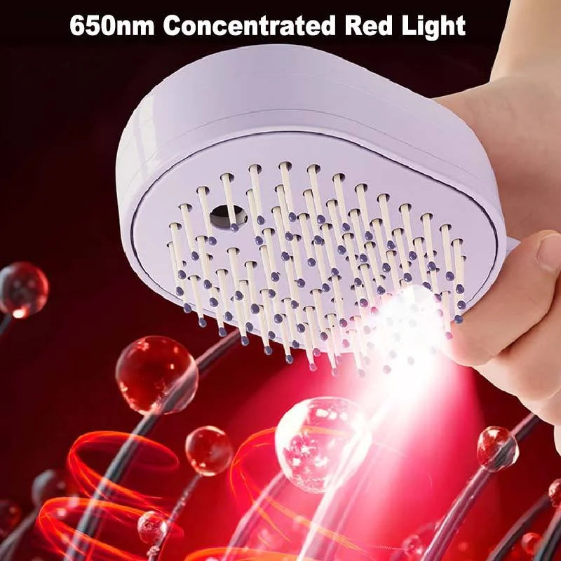 Micro-Mist Self-Cleaning Hair Brush | Electric Steam Spray Comb with Red Light Scalp Therapy