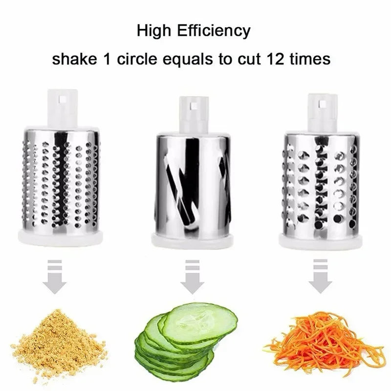 3-in-1 Manual Rotary Cheese Grater for Vegetable Cutter Potato Slicer Multifunctional