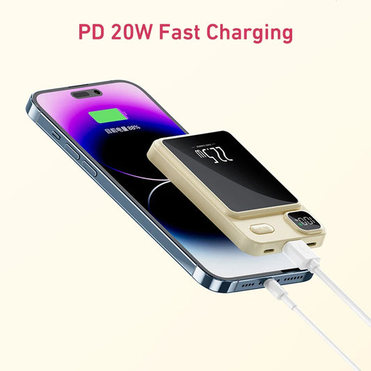 Portable Wireless Power Bank – MagSafe & PD Fast Charge for iPhone & Xiaomi