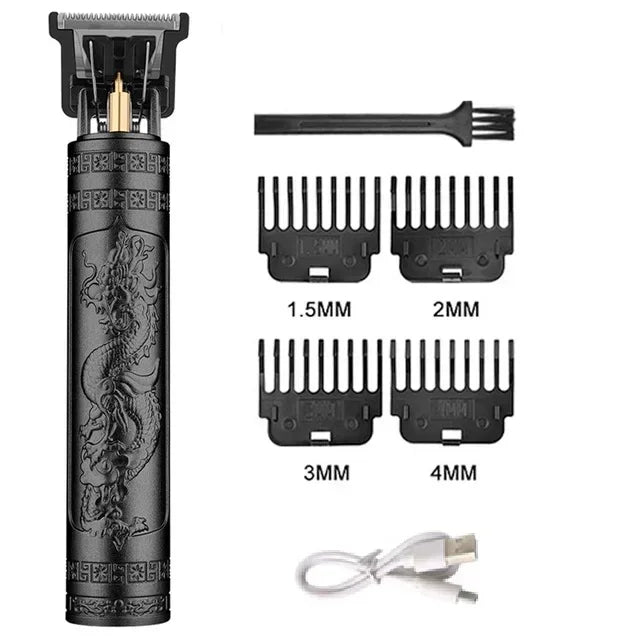 Cordless Hair Clipper Vintage Trimmer — USB Fast Charging, Portable