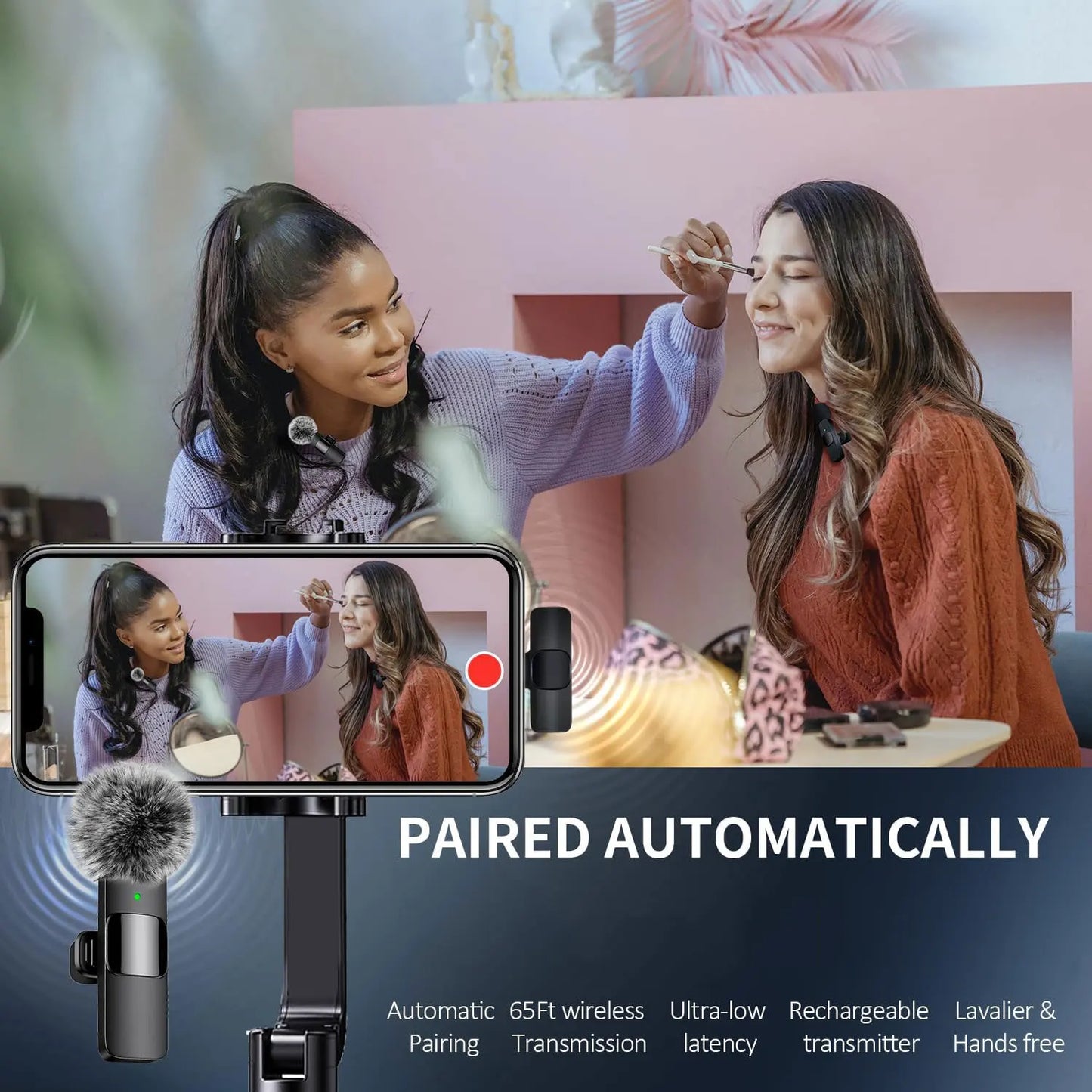 K60 Wireless Lavalier Microphone Audio Video Recording Mini Mic For iPhone Android Laptop Live Gaming Mobile Phone Microphone