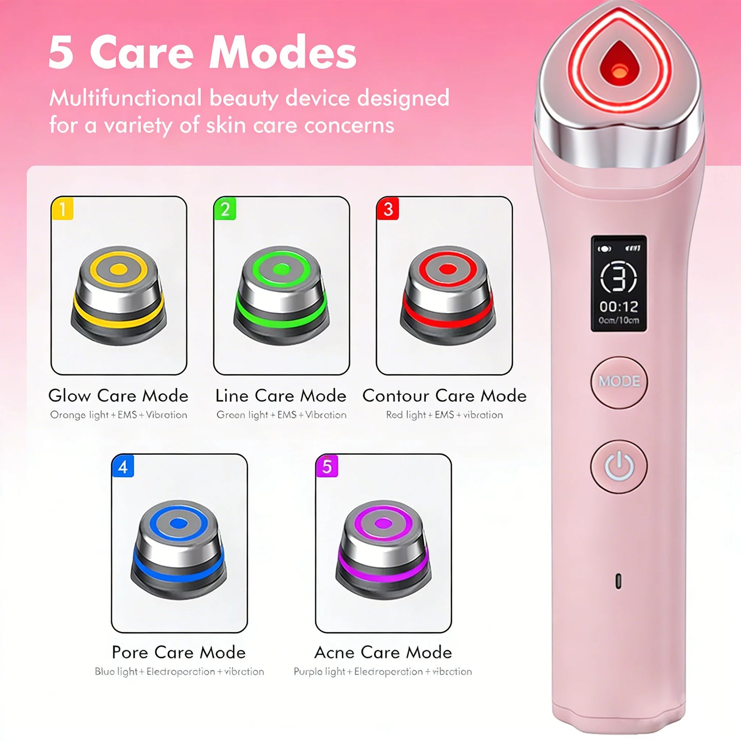 6-in-1 RF Facial Beauty Device | Anti-Aging Skin Tightening & Pore Refining Massager