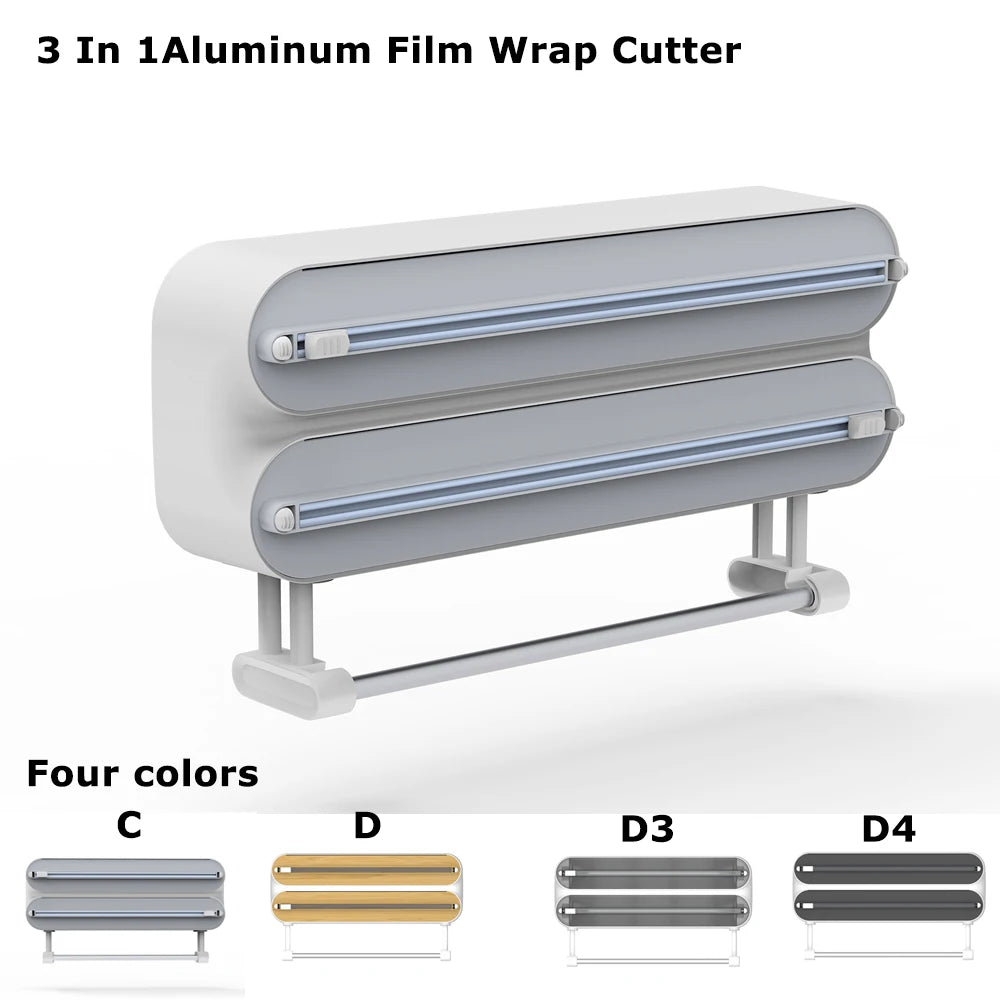 3-in-1 Aluminum Film Wrap Cutter & Wall Mount Dispenser