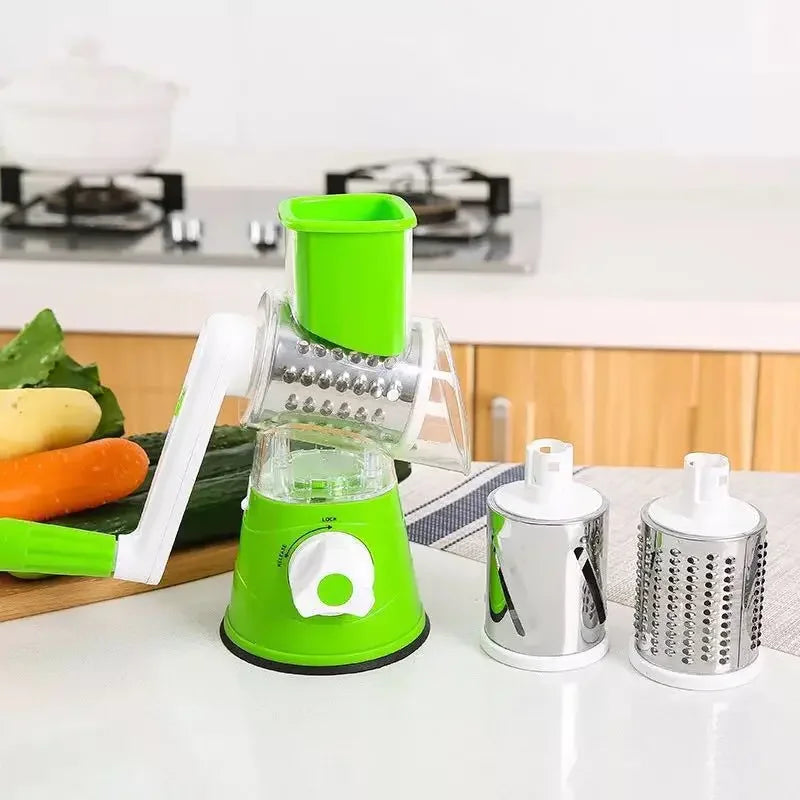 3-in-1 Manual Rotary Cheese Grater for Vegetable Cutter Potato Slicer Multifunctional
