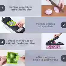 Vegetable Chopper 22-in-1 – Stainless Steel Blades, Adjustable Slicer/Cutter, Drain Rack & Storage