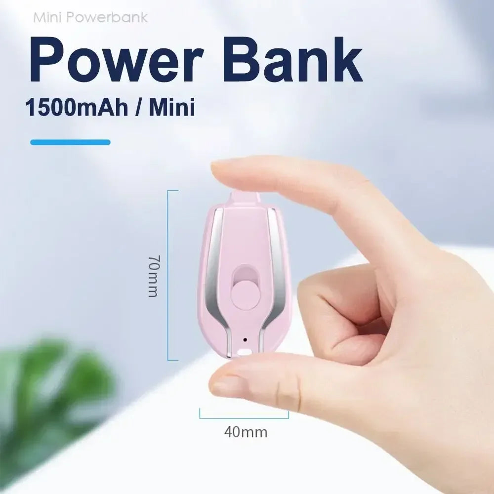 1500mAh Mini Power Bank Keychain External Battery for iPhone Huawei Xiaomi