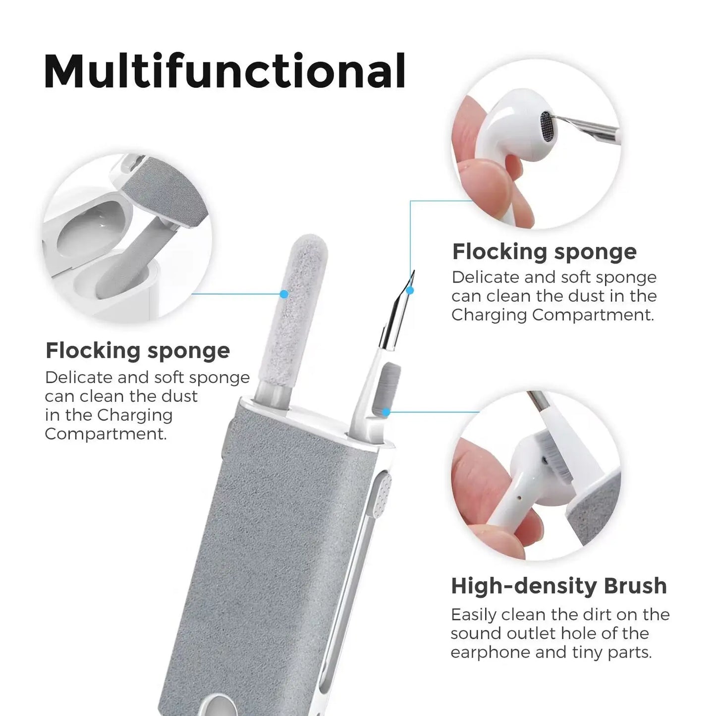 5 in 1 Bluetooth Earphone Cleaner Set Phone Laptop Screen Earbuds Case Cleaning Brush Pen Kit for