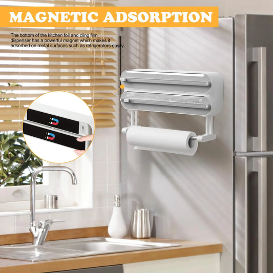 3-in-1 Aluminum Film Wrap Cutter & Wall Mount Dispenser