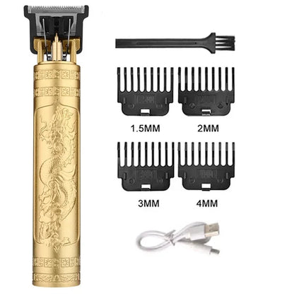Cordless Hair Clipper Vintage Trimmer — USB Fast Charging, Portable