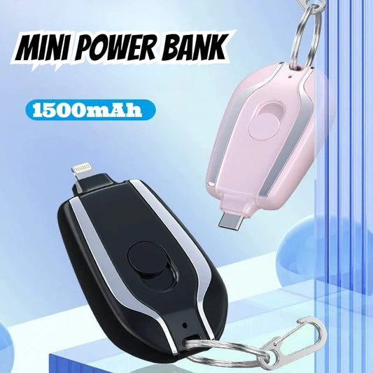 1500mAh Mini Power Bank Keychain External Battery for iPhone Huawei Xiaomi