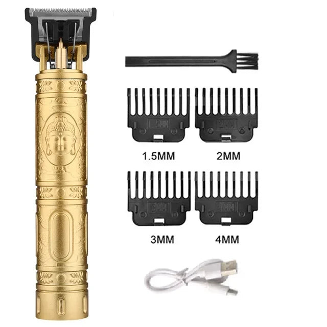 Cordless Hair Clipper Vintage Trimmer — USB Fast Charging, Portable