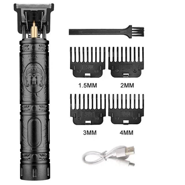 Cordless Hair Clipper Vintage Trimmer — USB Fast Charging, Portable