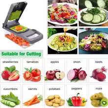 Vegetable Chopper 22-in-1 – Stainless Steel Blades, Adjustable Slicer/Cutter, Drain Rack & Storage