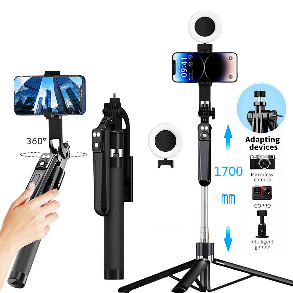 Portable Camera Tripod with Wireless Remote - 360° Rotation Stabilizer