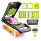 Vegetable Chopper 22-in-1 – Stainless Steel Blades, Adjustable Slicer/Cutter, Drain Rack & Storage
