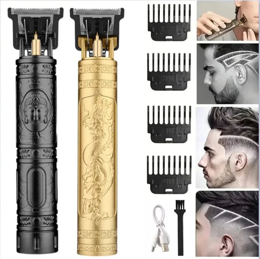 Cordless Hair Clipper Vintage Trimmer — USB Fast Charging, Portable