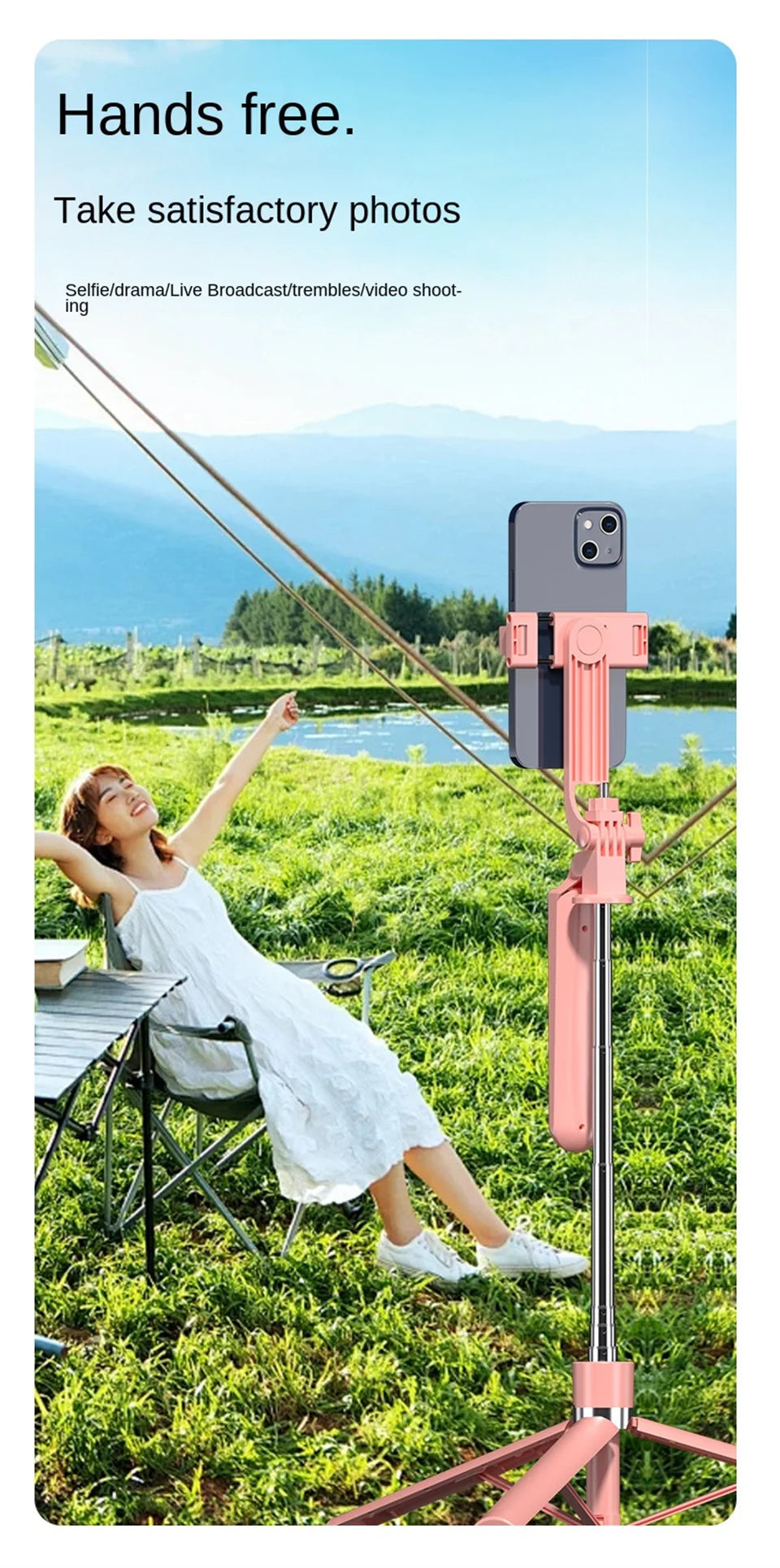 Portable Camera Tripod with Wireless Remote - 360° Rotation Stabilizer