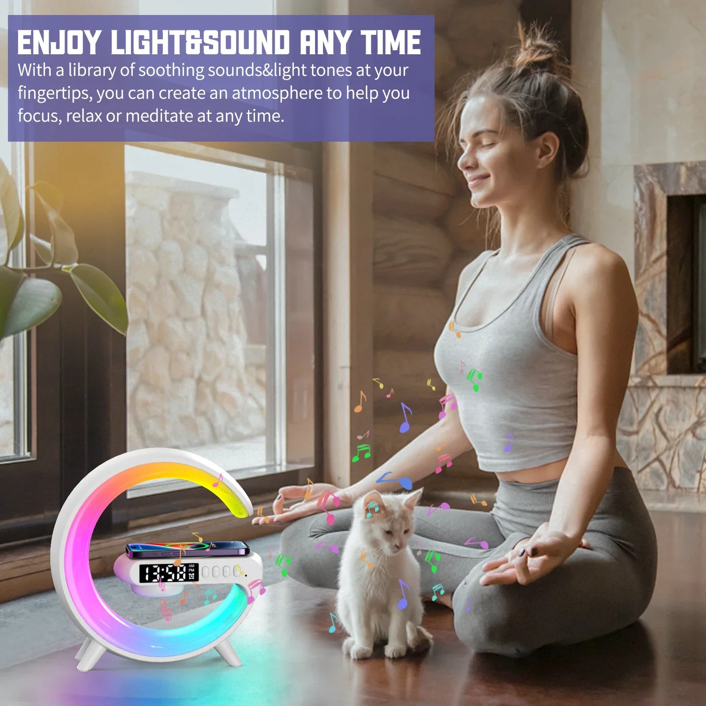 G Shaped Bluetooth Speaker Wireless Charger with RGB Night Light