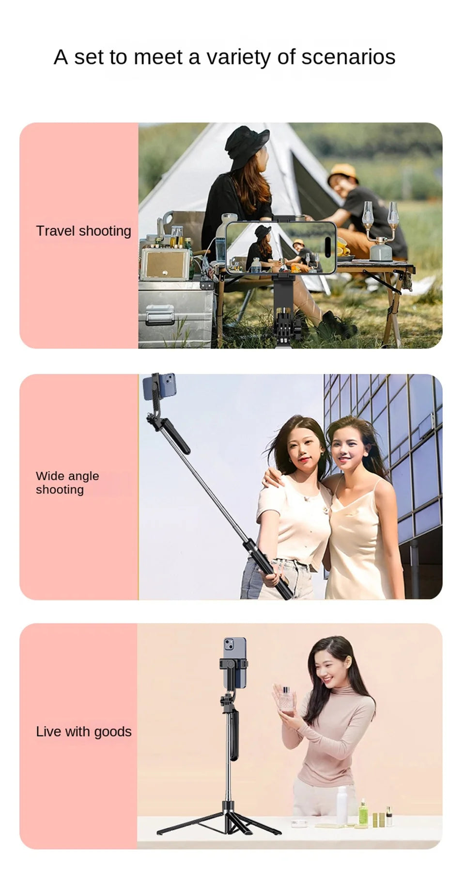Portable Camera Tripod with Wireless Remote - 360° Rotation Stabilizer