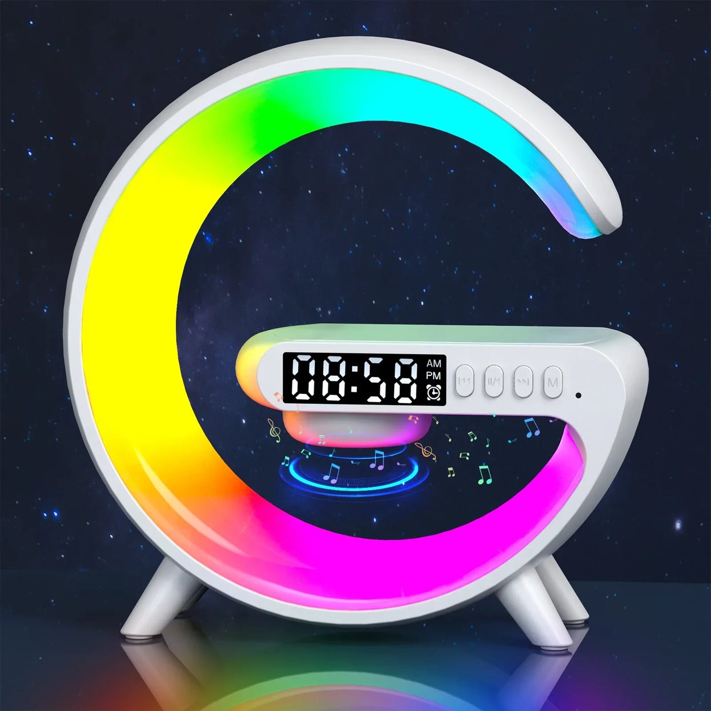 G Shaped Bluetooth Speaker Wireless Charger with RGB Night Light